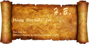 Haag Borbála névjegykártya